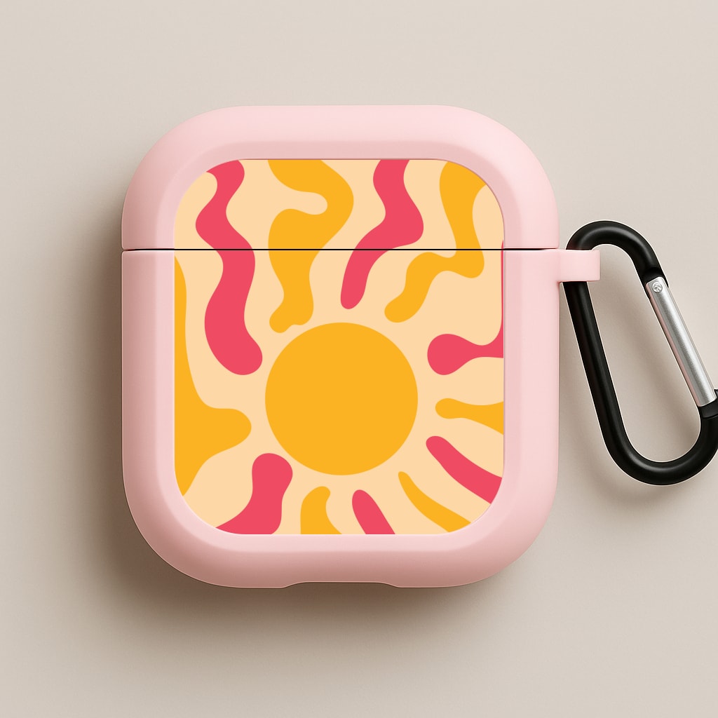 Yellow And Pink Abstract Sun Pink AirPods Case