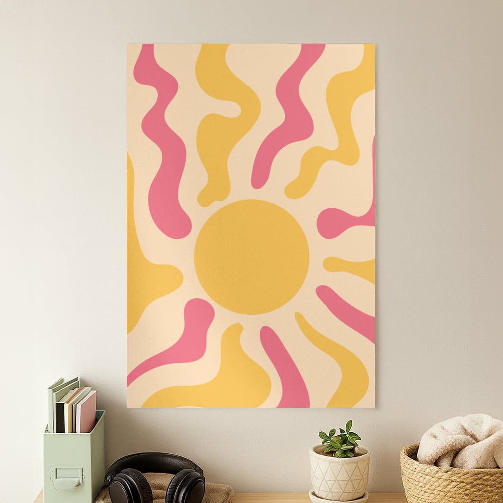 Yellow And Pink Abstract Sun Poster
