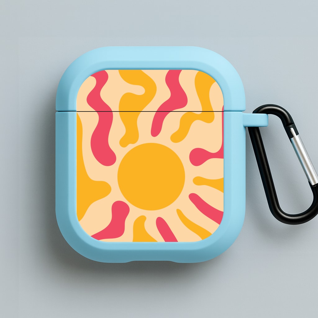 Yellow And Pink Abstract Sun Blue AirPods Case