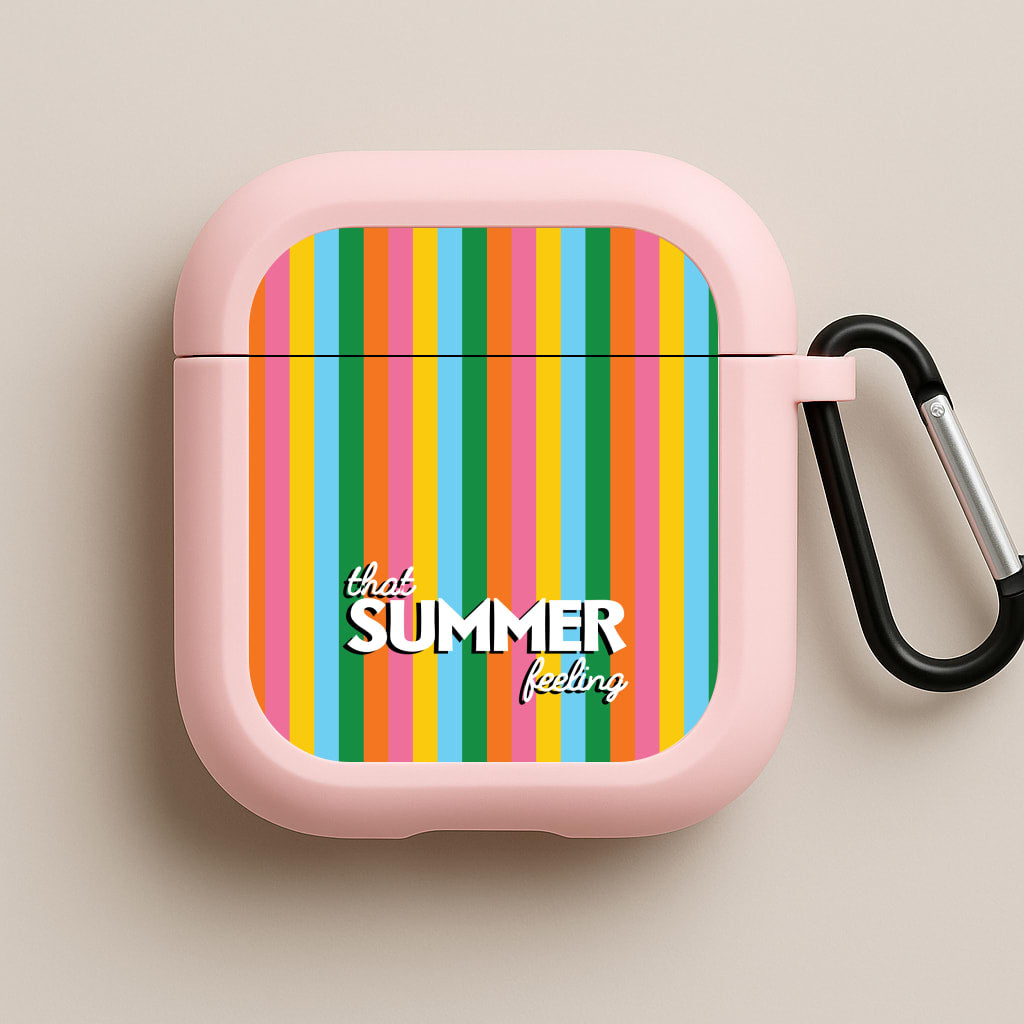 That Summer Feeling Stripes Pink AirPods Case