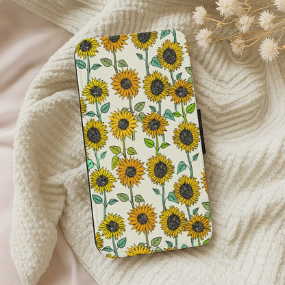 Painted Sunflowers Flip Wallet Phone Case