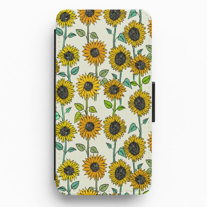 Painted Sunflowers Flip Wallet Phone Case
