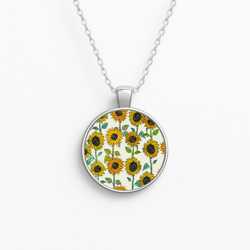 Painted Sunflowers Circle Necklace