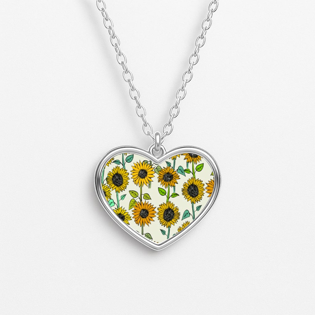 Painted Sunflowers Heart Necklace