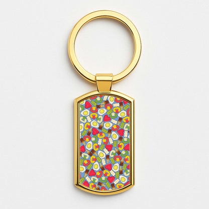 Gummy Sweets - Sweets Patterns Gold Keyring