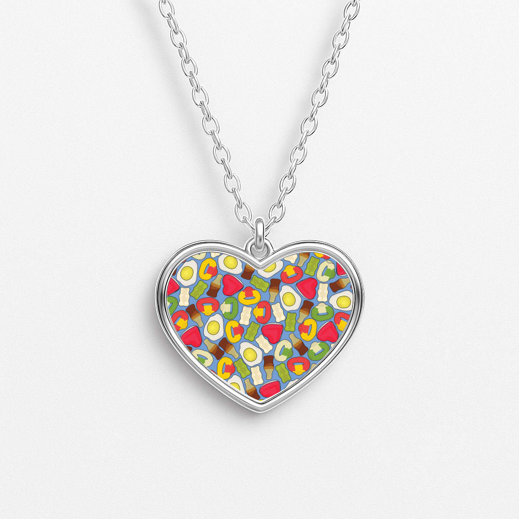 Gummy Sweets - Sweets Patterns Heart Necklace