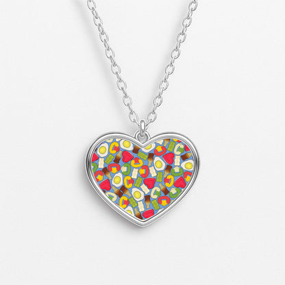 Gummy Sweets - Sweets Patterns Heart Necklace