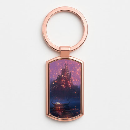 Tangled Chinese Lantern Fairytale Rose Gold Keyring