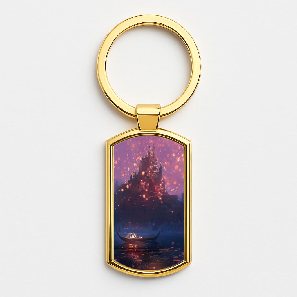 Tangled Chinese Lantern Fairytale Gold Keyring