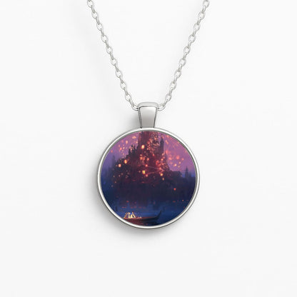 Tangled Chinese Lantern Fairytale Circle Necklace