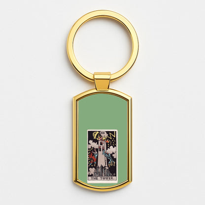 Tarot Card XVI Gold Keyring