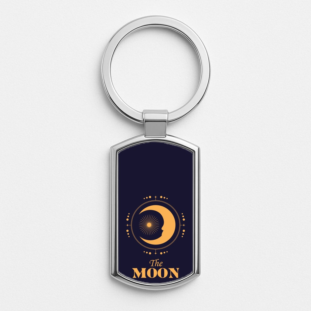 The Moon Dark Blue Silver Keyring