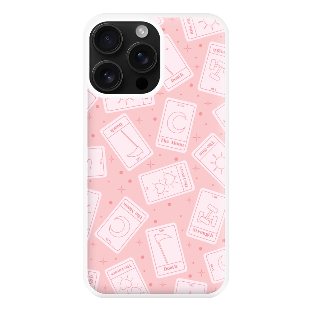 Pastel Pink Tarot Cards Pattern Phone Case for iPhone 16 Pro Max