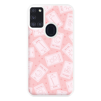 Pastel Pink Tarot Cards Pattern Phone Case for Galaxy A21s