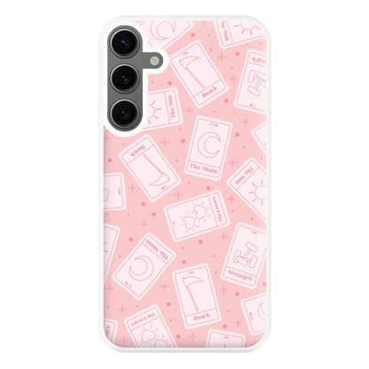 Pastel Pink Tarot Cards Pattern Phone Case for Galaxy S24FE