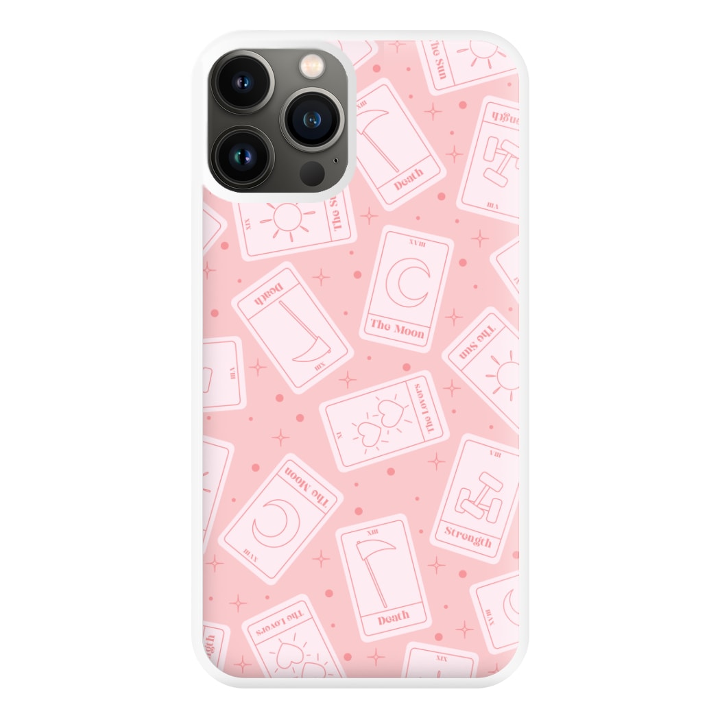 Pastel Pink Tarot Cards Pattern Phone Case for iPhone 13 Pro Max