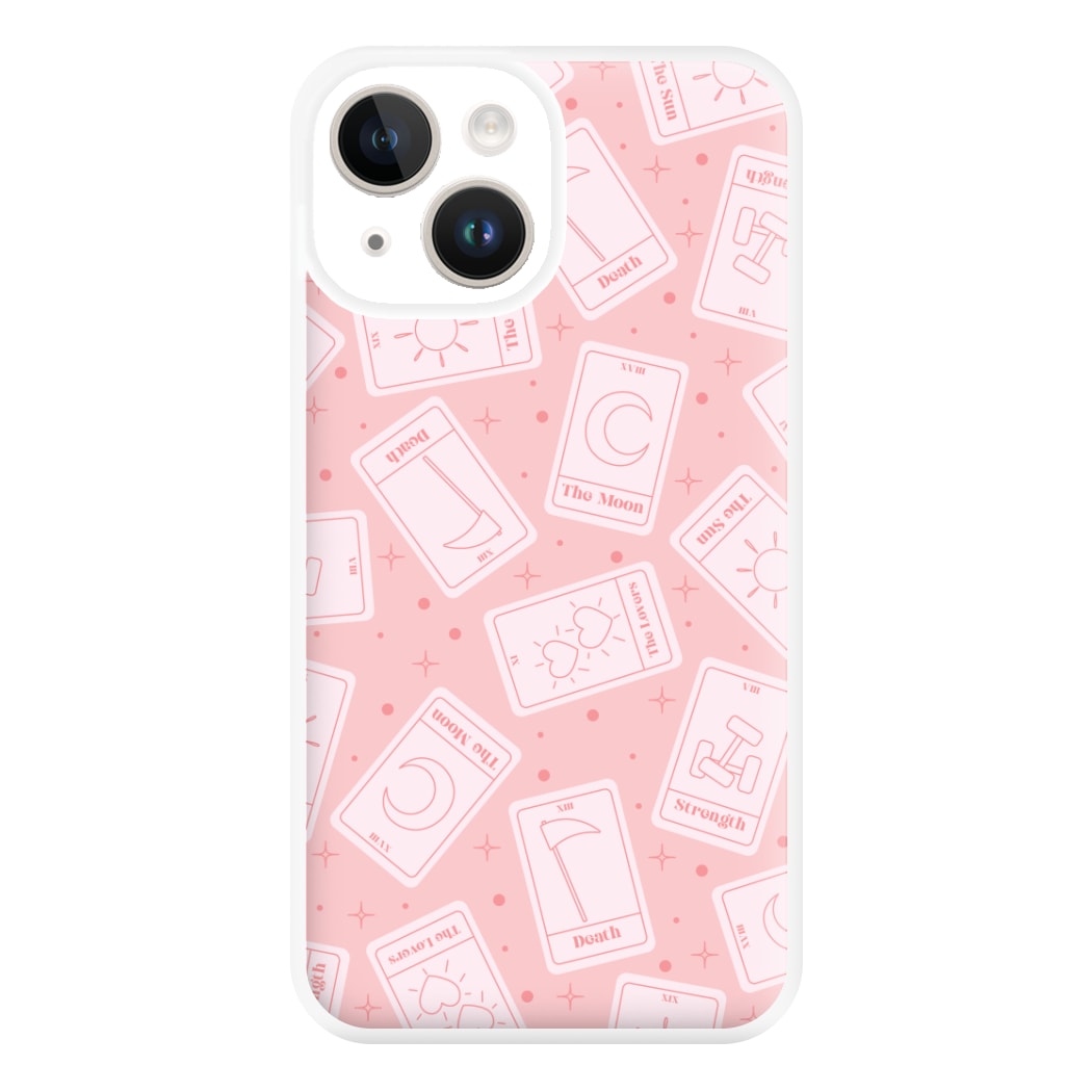 Pastel Pink Tarot Cards Pattern Phone Case for iPhone 14