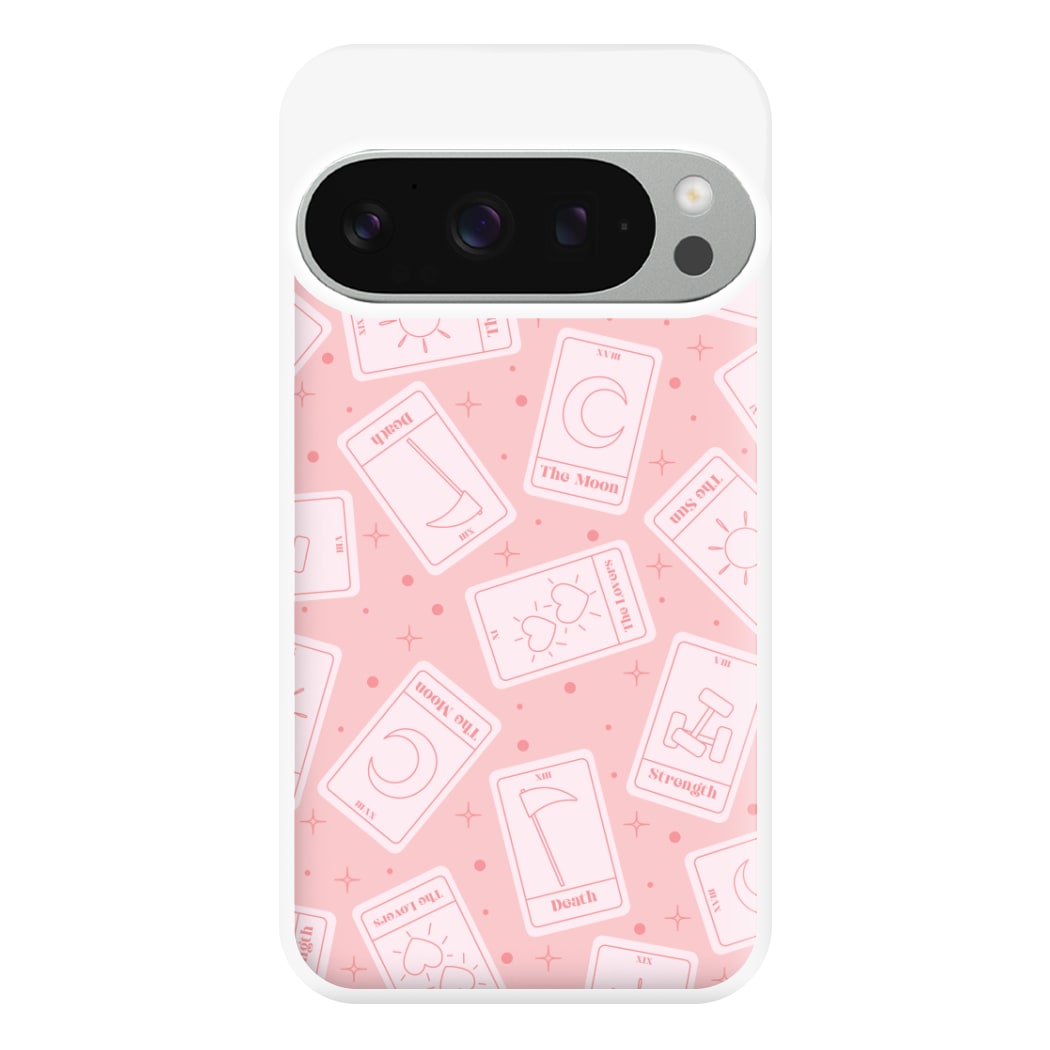 Pastel Pink Tarot Cards Pattern Phone Case for Google Pixel 9 Pro XL