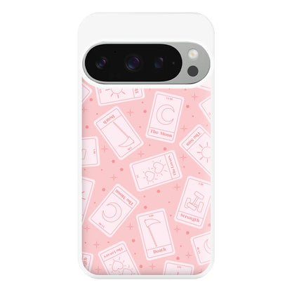 Pastel Pink Tarot Cards Pattern Phone Case for Google Pixel 9 Pro XL