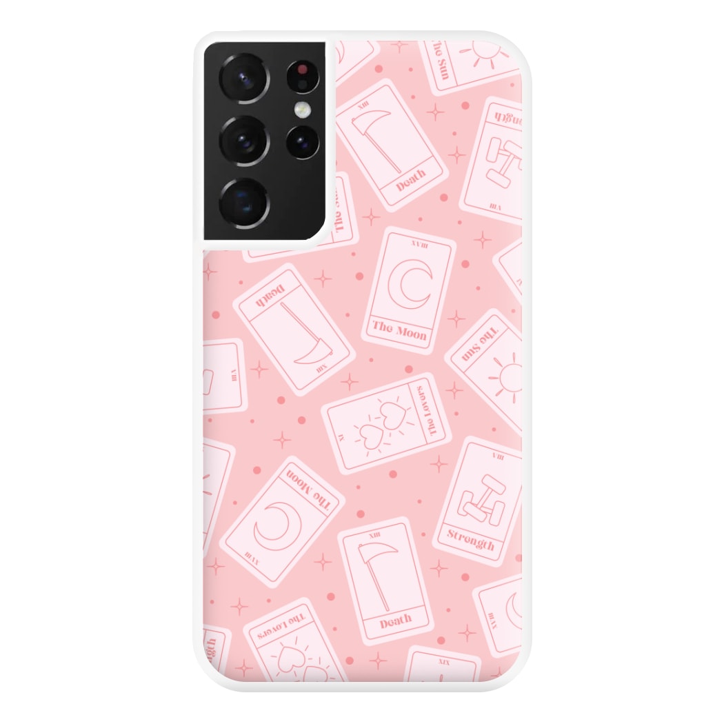 Pastel Pink Tarot Cards Pattern Phone Case for Galaxy S21 Ultra