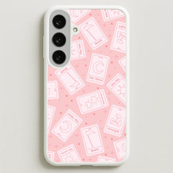 Pastel Pink Tarot Cards Pattern Phone Case for Galaxy S25FE