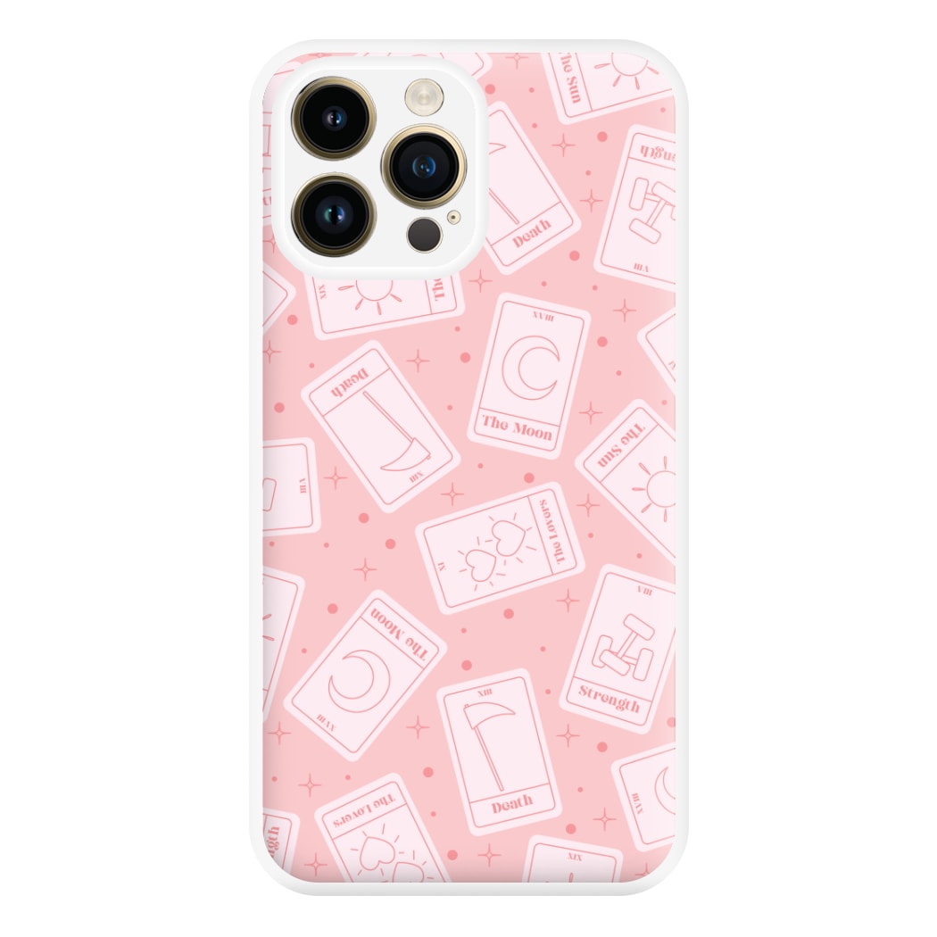 Pastel Pink Tarot Cards Pattern Phone Case for iPhone 14 Pro Max