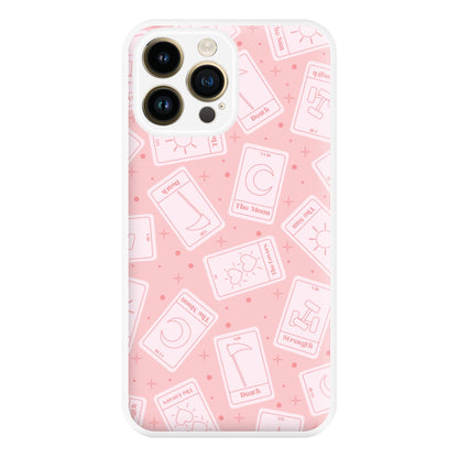 Pastel Pink Tarot Cards Pattern Phone Case for iPhone 14 Pro Max