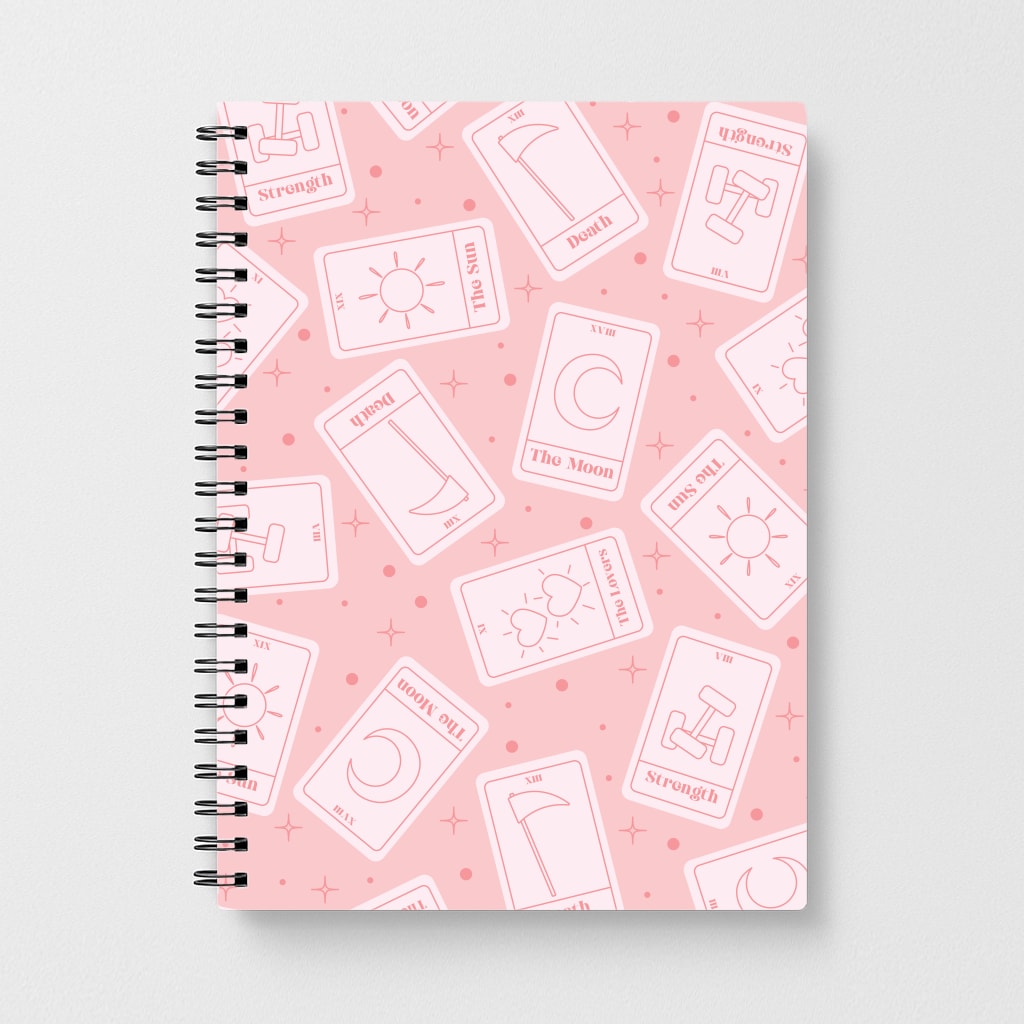 Pastel Pink Tarot Cards Pattern Notebook