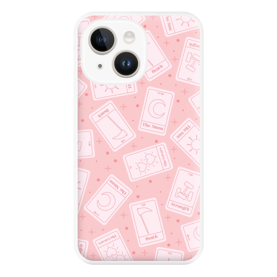 Pastel Pink Tarot Cards Pattern Phone Case for iPhone 14 Plus