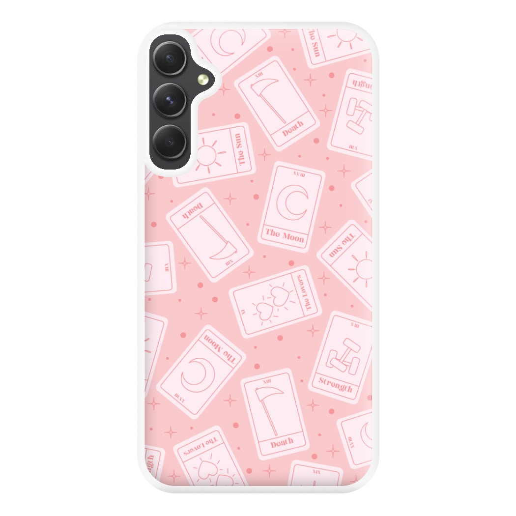 Pastel Pink Tarot Cards Pattern Phone Case for Galaxy A34