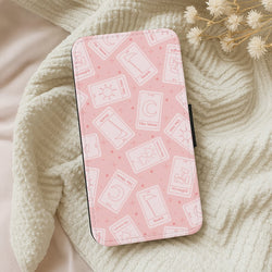 Pastel Pink Tarot Cards Pattern Wallet Phone Case