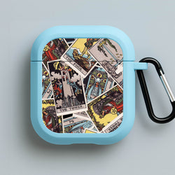 Tarot Cards Collage Pattern Blue AirPods Case