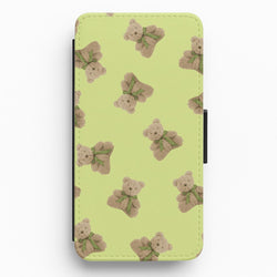 Green Teddy Bears Flip / Wallet Phone Case