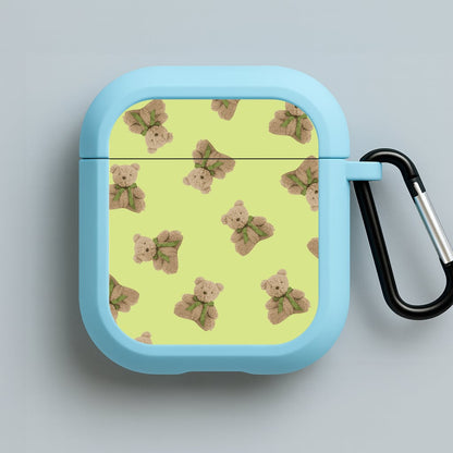 Green Teddy Bears Blue AirPods Case