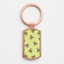 Green Teddy Bears Rose Gold Keyring