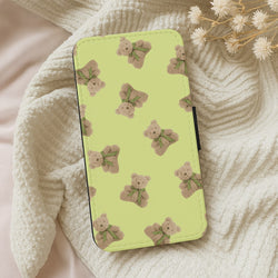 Green Teddy Bears Wallet Phone Case