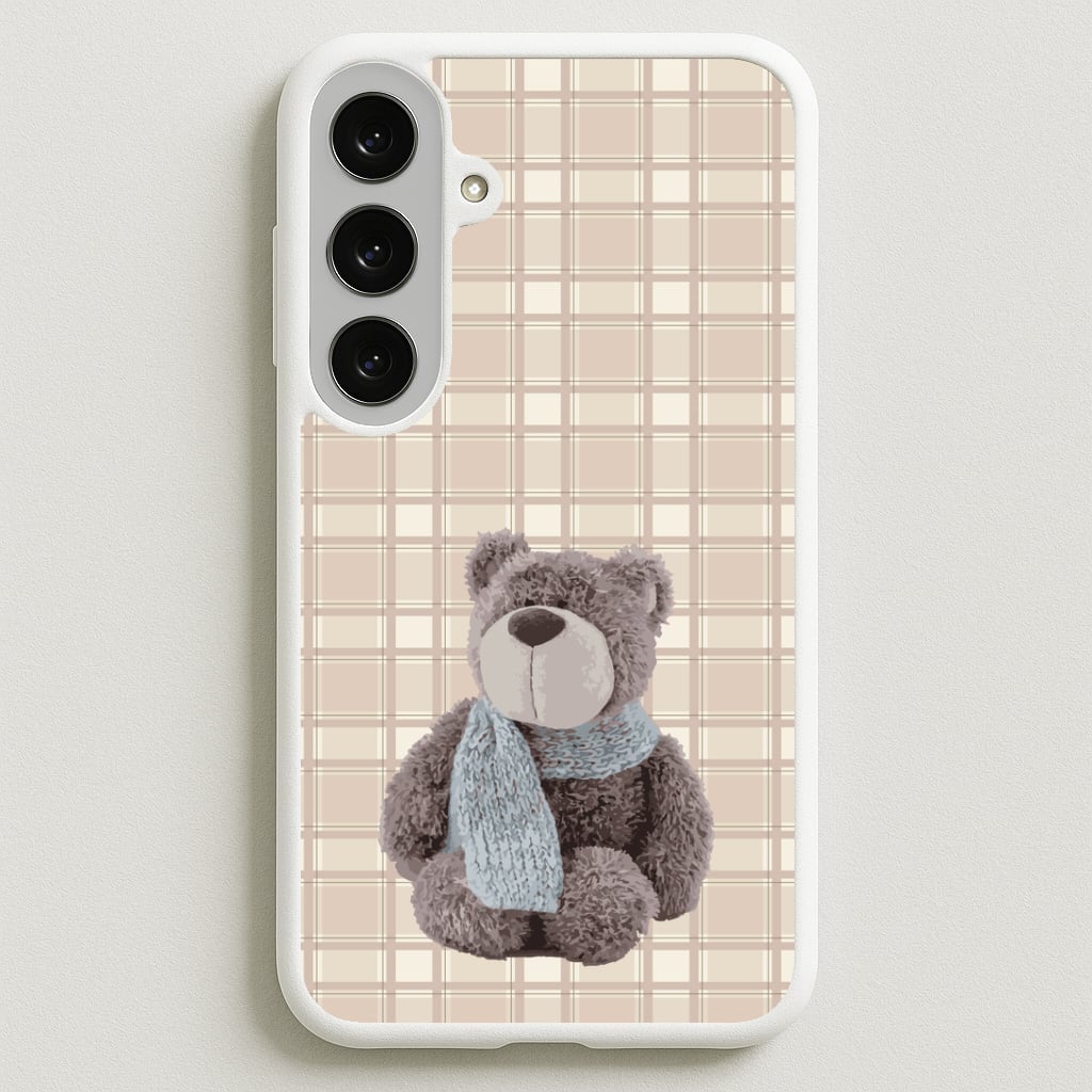 Tartan Teddy Bear Phone Case for Galaxy S25FE