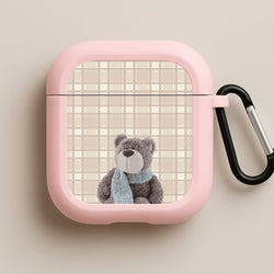 Tartan Teddy Bear  Pink AirPods Case
