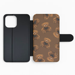 Cute Brown Bear Pattern Flip / Wallet Phone Case