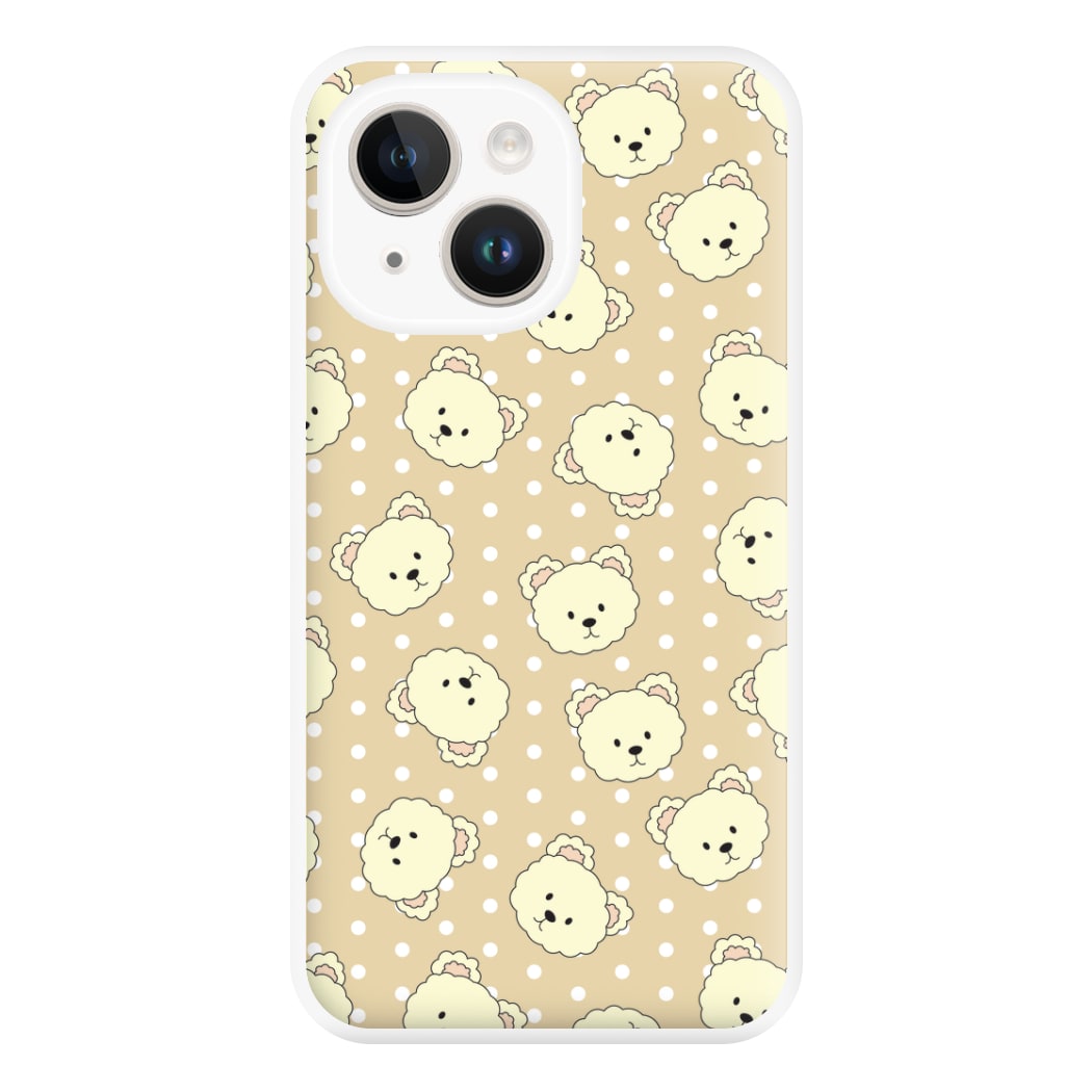 Cream Teddy Bears And Dots Pattern Phone Case for iPhone 14 Plus