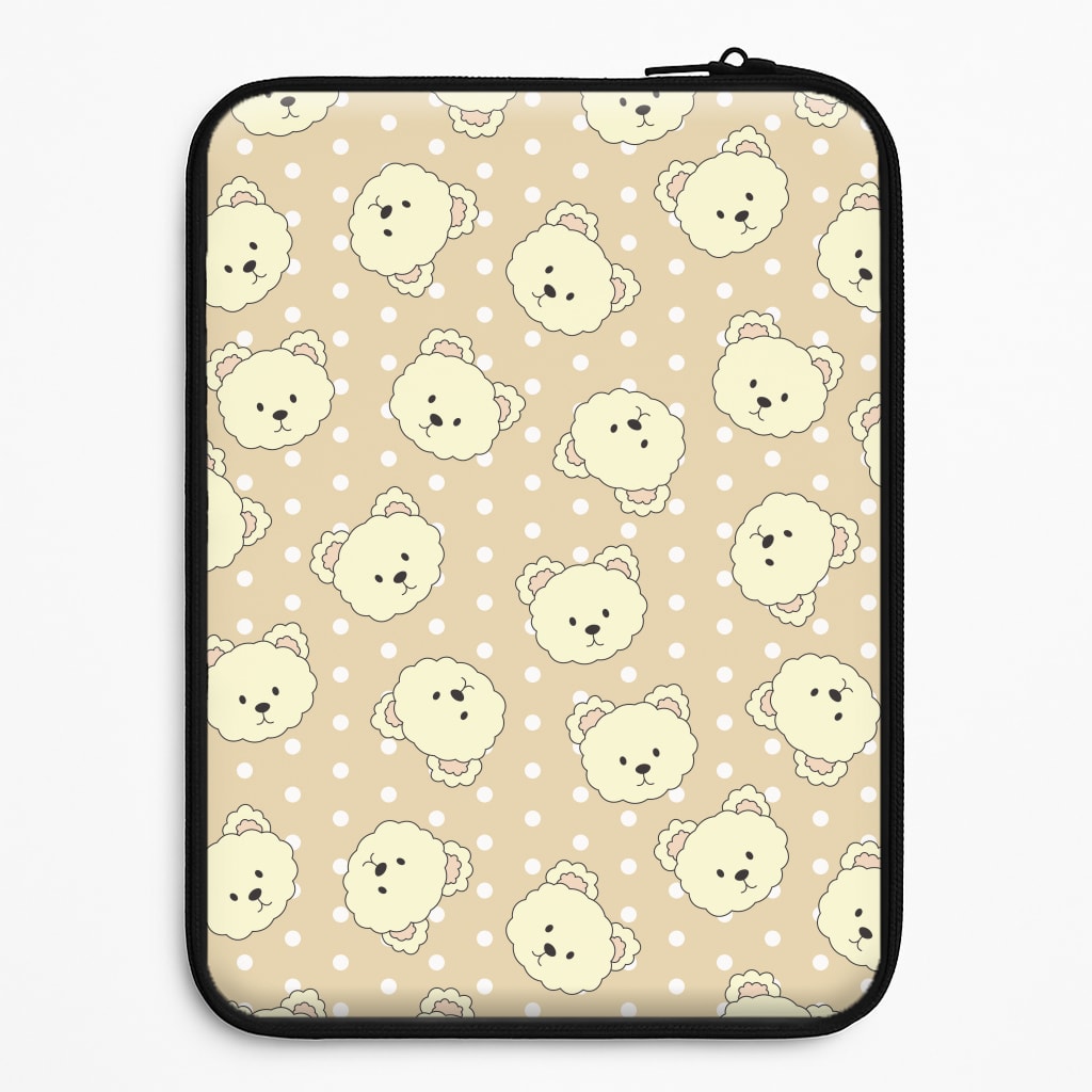 Cream Teddy Bears And Dots Pattern Laptop Sleeve