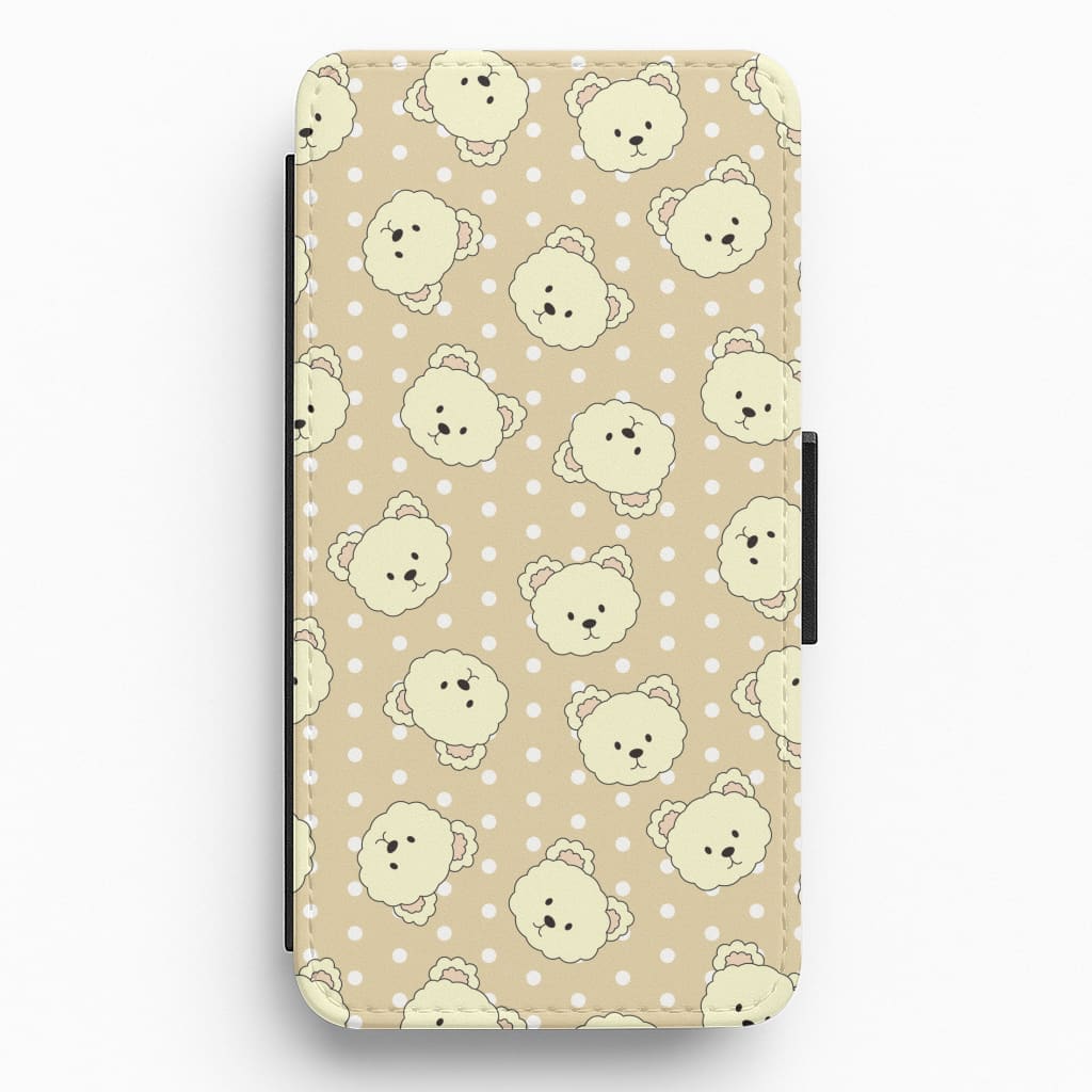 Cream Teddy Bears And Dots Pattern Flip / Wallet Phone Case
