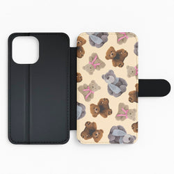 Assortment Of Teddies Pattern Flip / Wallet Phone Case
