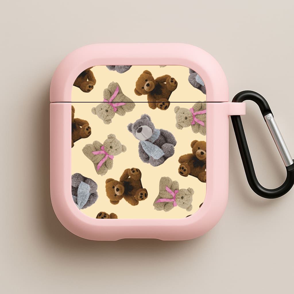 Assortment Of Teddies Pattern Pink AirPods Case