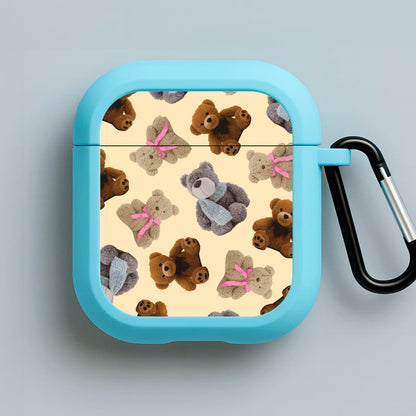 Assortment Of Teddies Pattern Blue AirPods Case