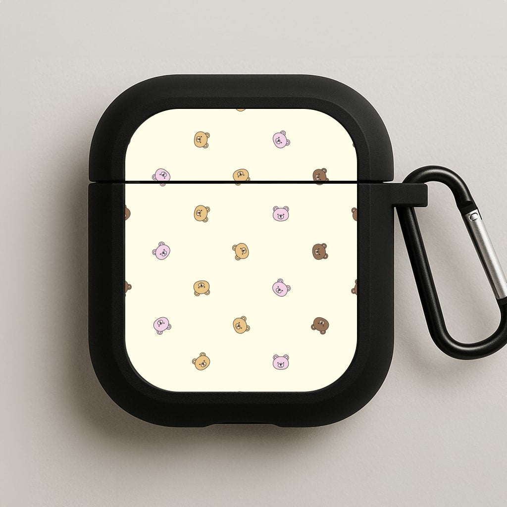 Miniature Teddy Bear Faces Pattern AirPods Case
