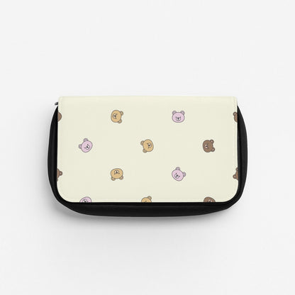Miniature Teddy Bear Faces Pattern Pencil Case