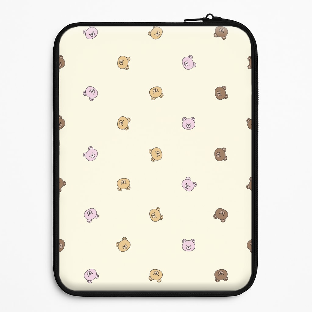 Miniature Teddy Bear Faces Pattern Laptop Sleeve