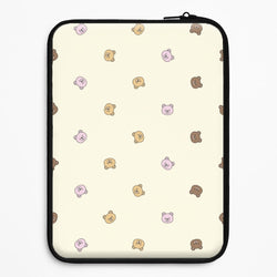 Miniature Teddy Bear Faces Pattern Universal Laptop Sleeve