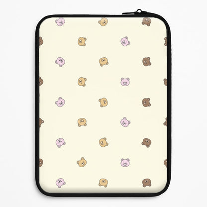 Miniature Teddy Bear Faces Pattern Universal Laptop Sleeve